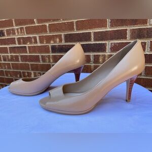 Cole Haan nude peep toe heels size 10